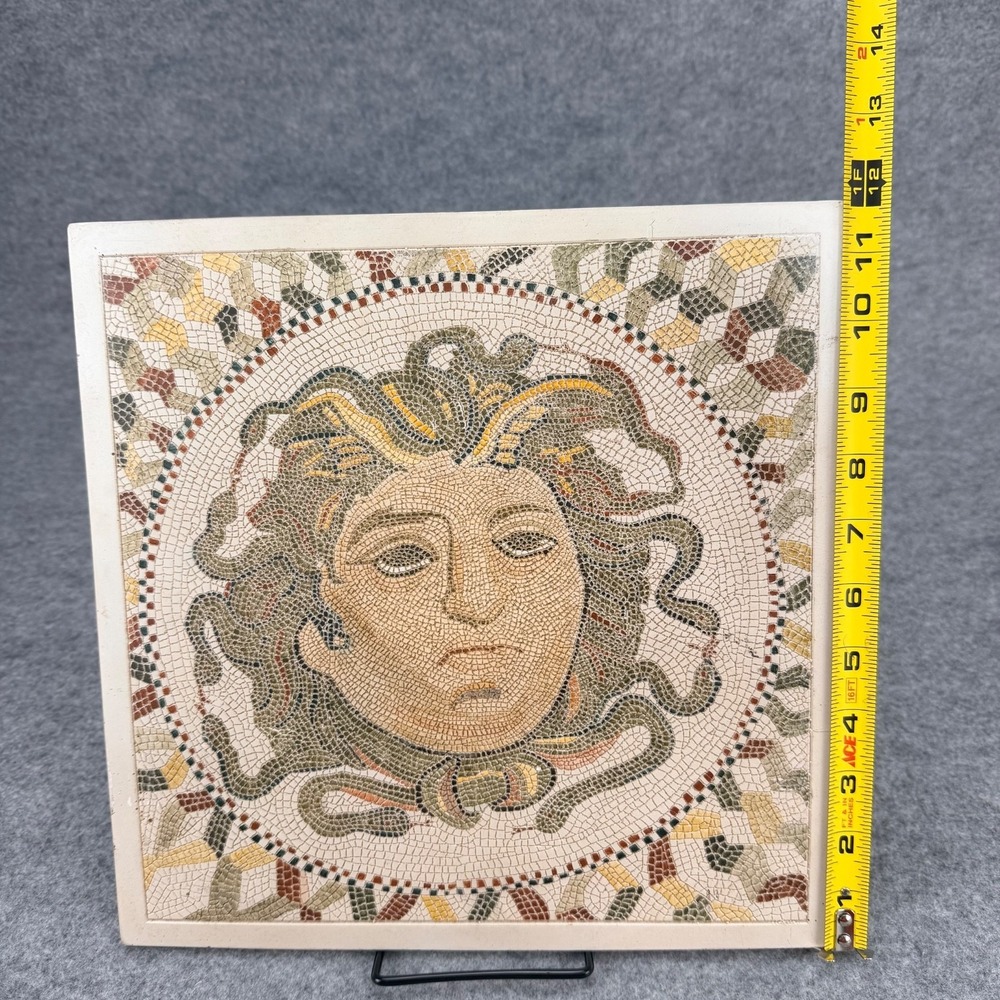 12" Medusa Mosaic Ceramic Wall Tile Plaque Greek Roman Mythology Wall Decor - Picture 4 of 9